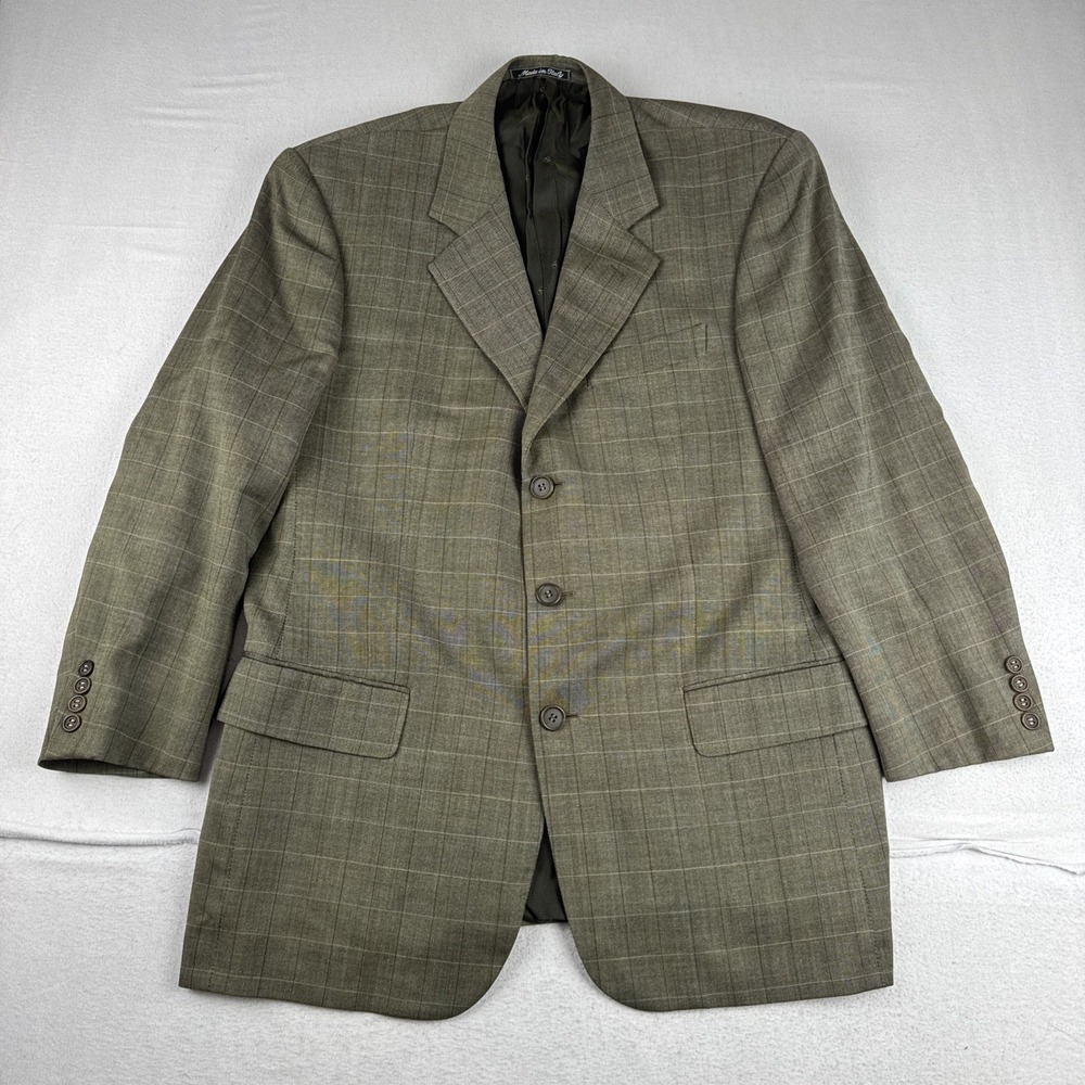Valentino Mens light Brown Grid Plaid Sport Coat Blazer 41 Regular Wool office